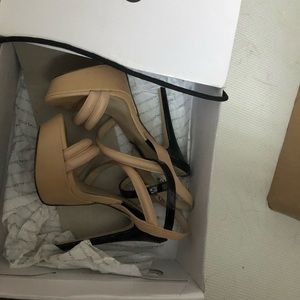 Aldo. Black and beige heels